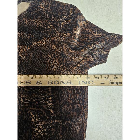 JONES NEW YORK Velour Animal Priht Top Sz Med Whimsigoth Clubwear Short Sleeve - Picture 5 of 6